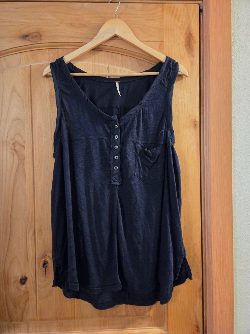 Free People Linen Henley Travelers Tank Top